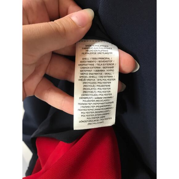 New Ralph Lauren Kusmae Two-Tone Button Trim Crepe Shift Dress Navy Red 2 - Picture 12 of 15